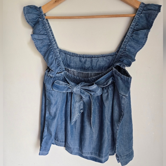 New Blue Tencel Ruffle Top - Picture 6 of 11